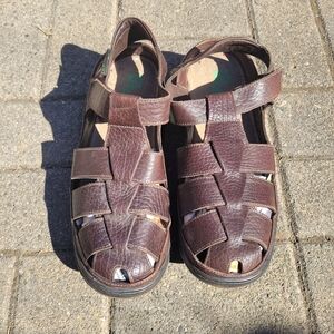 Mephisto Dark Brown Leather Fisherman Sandals